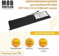 Аккумуляторная батарея для ноутбука MSI GS65 (BTY-M6L) 15.2V 5380mAh черная