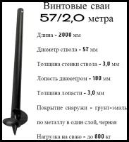 Винтовые сваи СВС 57 дл 2,0 метра активстрой нагрузка до 800 кг