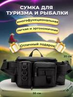 Сумка для туризма, рыбалки и похода многофункциональная / сумка тактическая походная с системой Молле / черный