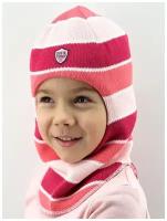 Шапка-шлем зима, скб св.розовый+малина+коралл (52-54)