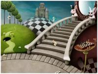Фотообои Уютная стена "Лестница в зазеркалье - Алиса в Стране чудес" 360х270 см Бесшовные Премиум (единым полотном)