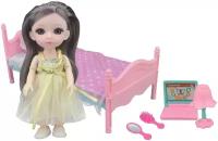 Кукла Funky Toys Малышка Лили и спальня, 16 см, FT72012 бежевый/розовый