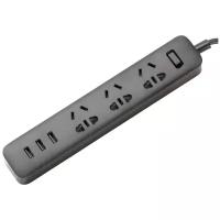 Удлинитель Xiaomi Mi Power Strip 3 (XMCXB01QM) черный, 3 розетки, 1.8 м, 10А / 2500 Вт