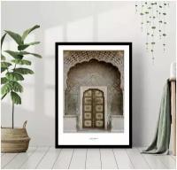 Постер В рамке "Дверная арка. Индийский дворец" 40 на 50 в черной раме / Картина для интерьера / Плакат / Постер на стену