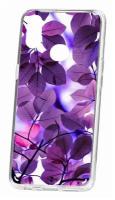Чехол для Samsung Galaxy A10S Kruche Print Purple leaves, пластиковая накладка, силиконовый бампер с защитой камеры, защитный прозрачный кейс с рисунком