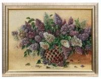 M019-30х40 Картина из гобелена "Сирень в плетеной вазе"(35х45)