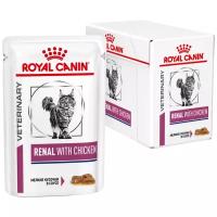 Влажный корм для кошек Royal Canin Renal, при проблемах с почками, с курицей 12 шт. х 85 г (кусочки в соусе)