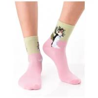 Яркие цветные носки унисекс, прикольные красочные носки/ Модные розовые носки с рисунком/ Высокие носки из натурального хлопка с картиной Ренуар "Танец в городе"