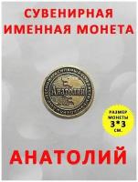 Монета талисман именная сувенир оберег латунь Анатолий Толик