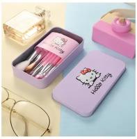 RecamLux / Набор кистей для макияжа Hello Kitty 7 штук, кисти Хелло Китти / Детский набор и подарок для девочек