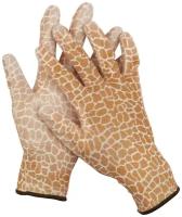 Садовые перчатки GRINDA, прозрачное PU покрытие, 13 класс вязки, коричневые, размер L