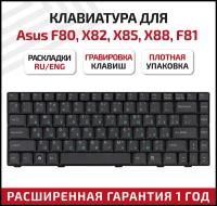 Клавиатура (keyboard) V020462IS1 для ноутбука Asus F80, F80Q, F80S, F80X, F81, F81S, F83SE, F83T, F83V, F83VF, X82, черная