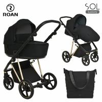 Коляска Roan Sol 2в1 Luxury True Black/Gold/ручка черный