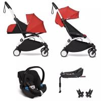 YOYO2 BABYZEN Коляска 4 в 1 с люлькой Newborn Pack, Red, Белая рама