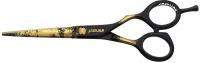 Парикмахерские ножницы JAGUAR Silver Line GOLD RUSH прямые эргономичные 5.5", черные с рисунком 9255-9