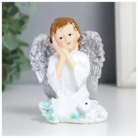 Сувенир полистоун "Девочка ангел с кроликом и цветами" 6х6,5х8,5 см 9197286