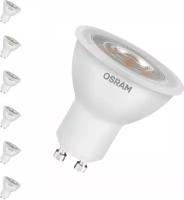 Светодиодная лампа OSRAM LED STAR PAR16 5W эквивалент 50W 3000K 370Лм GU10 для спотов PAR16 (комплект из 6 шт)