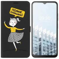 Чехол-книжка Krutoff Eco Book для TECNO POP 6 Pro Пофиг, пляшем! (черный)