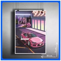 Постер плакат интерьерный Anime Tyan Nissan Silvia S15 70х50 см