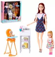 Кукла модель шарнирная "Стефани с малышами" с мебелью и аксессуарами микс 6887655 603754