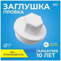 Заглушка (пробка) полипропилен, ППР, RTP, PN25, PP-R, с резьбой 1"