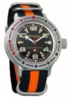Мужские наручные часы Восток Амфибия 420335-black-orange, нейлон, оранжевый/черный