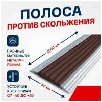 Противоскользящая алюминиевая полоса / накладка на ступени Стандарт 40мм, 2м