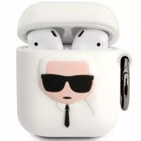 Lagerfeld для Airpods чехол Silicone case with ring Karl White