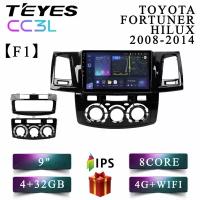 Штатная автомагнитола Teyes CC3L/ 4+32GB/ 4G/ Toyota Fortuner F1/ HILUX / Тойота Фортунер/ Хайлюкс/ Под кондиционер/ головное устройство/ мультимедиа