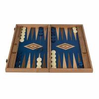 Нарды Manopoulos BACKGAMMON с боковыми стойками, американский орех, цвет голубой, рисунок орех+дуб, ручная работа, 48x30 см