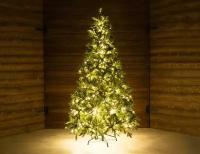 Искусственная елка с лампочками Барокко Премиум 180 см, теплые белые LED, литая + ПВХ, GREEN TREES 302-894