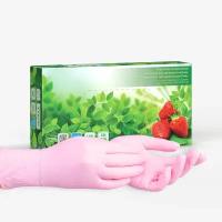 Перчатки нитриловые смотровые SunViv XN 316 хлорированные, 50 пар/100 штук, розовый цвет