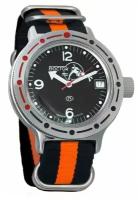 Мужские наручные часы Восток Амфибия 420634-black-orange, нейлон, оранжевый/черный