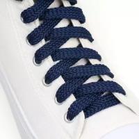 Шнурки для обуви плоские, 10 мм, 100 см, цвет тёмно-синий (25 пара)