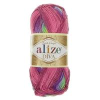 Пряжа Alize Diva Batik розово-лилово-сиренево-жёлто-зелёный (3241), 100%микрофибра, 350м, 100г, 5шт
