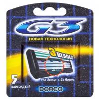 Dorco G3 (5 кассет), 3-лезв.кассеты, увл.полоска, микрогребень, закрыт.архитектура, крепление SENSOR