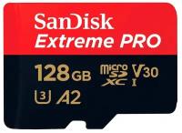 Карта памяти Micro SecureDigital 128Gb SanDisk Extreme Pro microSDHC class 10 UHS-1 U3 V30 (SDSQXCD-128G-GN6MA) + адаптер