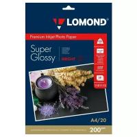 Бумага Lomond А4 Super Glossy Bright 200г/м² (1101112), 20 л, белый