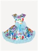 Платье Laura, нарядное, флористический принт, размер 116, бирюзовый