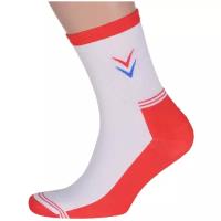 Мужские спортивные носки с махровым следом LORENZline красно-белые, размер 25