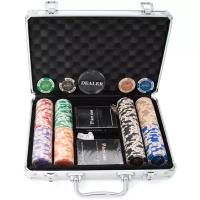 Набор для игры в покер "Monte" на 200 глиняных фишек с номиналом, в алюминиевом чемодане, PokerOffline
