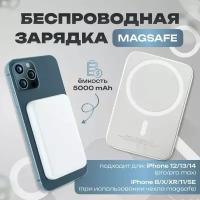 Внешний магнитный повербанк Magsafe Battery Pack для iPhone, беспроводная, быстрая зарядка 5000 мАч белый