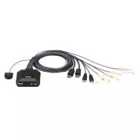 KVM переключатель ATEN CS22DP / CS22DP-AT, 2-портовый USB, DisplayPort кабельный KVM пе. ATEN CS22DP-AT