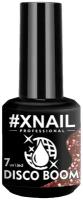 Светоотражающий гель лак XNAIL PROFESSIONAL Disco Boom, для дизайна ногтей, с глиттером, 15мл, №07 винный