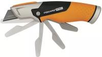 Строительный нож Fiskars Pro Utility Knife 770010, выдвижная защита лезвия, CarbonMax