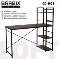 Стол на металлокаркасе BRABIX "LOFT CD-005", 1200х520х1200 мм, 3 полки, цвет морёный дуб, 641221