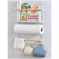 Полка для кухни навесная (белая)/Держатель магнитный для бумажных полотенец/Полка для специй