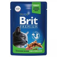 корм для стерилизованных кошек Brit Premium, беззерновой, с курицей (кусочки в соусе)