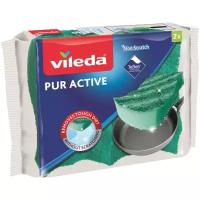 Губка для посуды Vileda Pur Active, голубой/зеленый, 2 шт