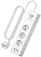 Сетевой фильтр Gosund Smart plug P1, 3 розетки, с/з, 16А / 3450 Вт 3 3 1 м 260 мм 65 мм 40 мм белый